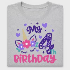 Unicorn 4th Birthday Girl DTF Transfer
