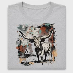 Western Longhorn Bull DTF Transfer