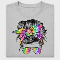 Tie Dye Messy Bun Girl DTF Transfer