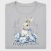Blue Floral Bunny Happy Easter DTF Transfer