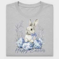Blue Floral Bunny Happy Easter DTF Transfer