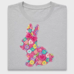 Floral Bunny with Bow DTF Transfer