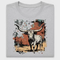 Western Longhorn Bull DTF Transfer