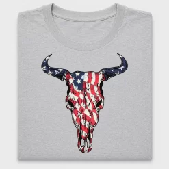 Retro American Flag Bull Skull DTF Transfer
