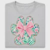 Floral Paw Print Bow DTF Transfer