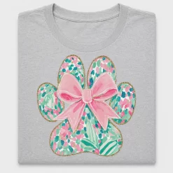 Floral Paw Print Bow DTF Transfer