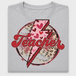 Teacher Valentine DTF Transfer with Heart Lightning Bolt