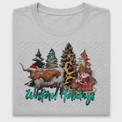 Western Christmas Longhorn DTF Transfer