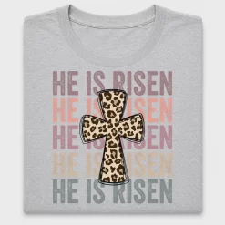 He Is Risen Leopard Cross DTF Transfer