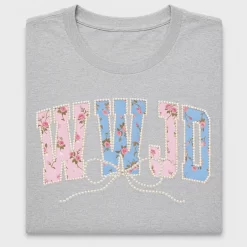 Faux Pearl WWJD Floral DTF Transfer