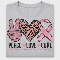 Peace Love Cure Breast Cancer Awareness DTF Transfer