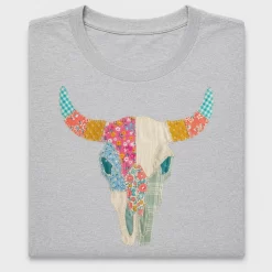 Boho Cow Skull Patchwork DTF Transfer
