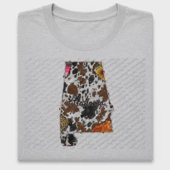 Cowhide Alabama Map DTF Transfer