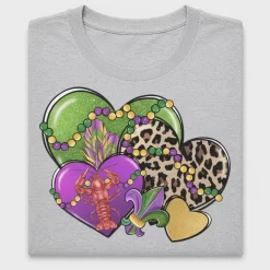 Mardi Gras Leopard Heart DTF Transfer