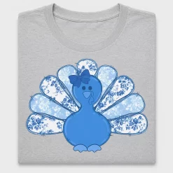 Blue Floral Turkey Girl DTF Transfer