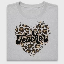 Leopard Teacher Heart DTF Transfer