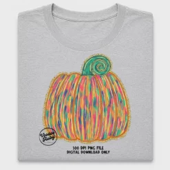 Rainbow Striped Pumpkin DTF Transfer