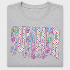 Summer Vibes Floral Checkered DTF Transfer