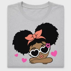 Afro Puff Girl Heart Sunglasses DTF Transfer