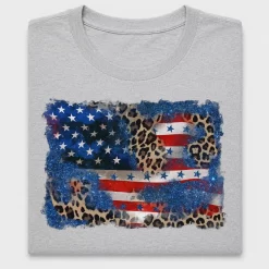 Leopard Glitter American Flag DTF Transfer