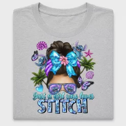 Stitch Girl Messy Bun DTF Transfer