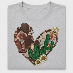 Western Heart Cactus Boot DTF Transfer