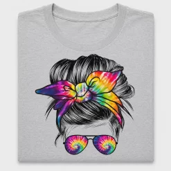 Tie Dye Messy Bun Mom DTF Transfer