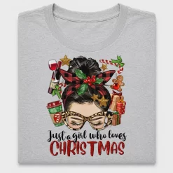Christmas Messy Bun Girl DTF Transfer