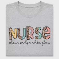 Nurse Coffee Scrubs Rubber Gloves DTF Transfer