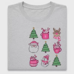 Pink Christmas Characters DTF Transfer