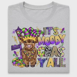 Mardi Gras Cow DTF Transfer Design