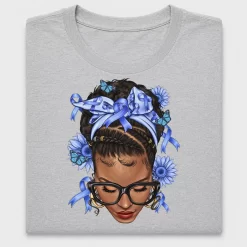 Blue Ribbon Afro Messy Bun DTF Transfer