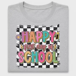 Retro Happy First Day School DTF Transfer