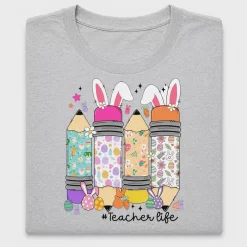 Teacher Life Easter Bunny Pencil DTF Transfer