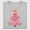 Pink Glitter Christmas Tree DTF Transfer