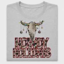 Howdy Holidays Longhorn DTF Transfer