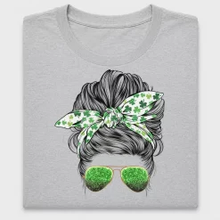 Messy Bun Shamrock Headband DTF Transfer