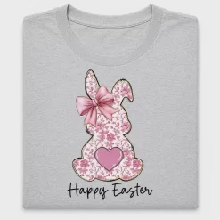 Pink Floral Easter Bunny DTF Transfer