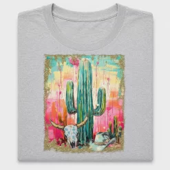 Western Cactus Bull Skull DTF Transfer