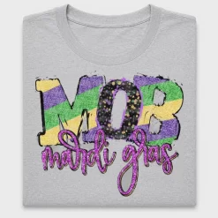 Mardi Gras DTF Transfer with Glitter Details