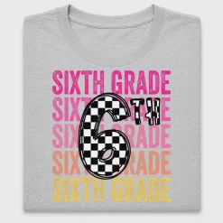 Sixth Grade Checker DTF Transfer