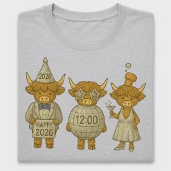 Happy New Year 2026 Highland Cow DTF Transfer