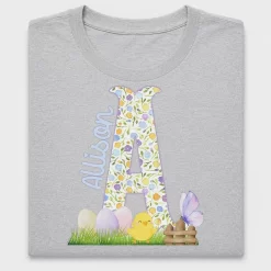 Floral Monogram A Easter DTF Transfer