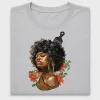 Afro Woman Portrait DTF Transfer with Flowers