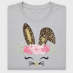 Leopard Bunny Face Floral DTF Transfer