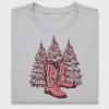 Western Cowgirl Boots Pink Christmas Trees DTF Transfer