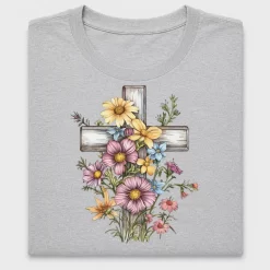Watercolor Floral Cross DTF Transfer