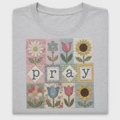 Retro Patchwork Pray Flowers DTF Transfer