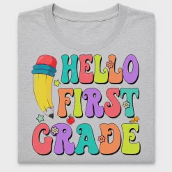 Colorful Hello First Grade DTF Transfer