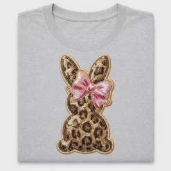 Leopard Bunny Sequin Bow DTF Transfer